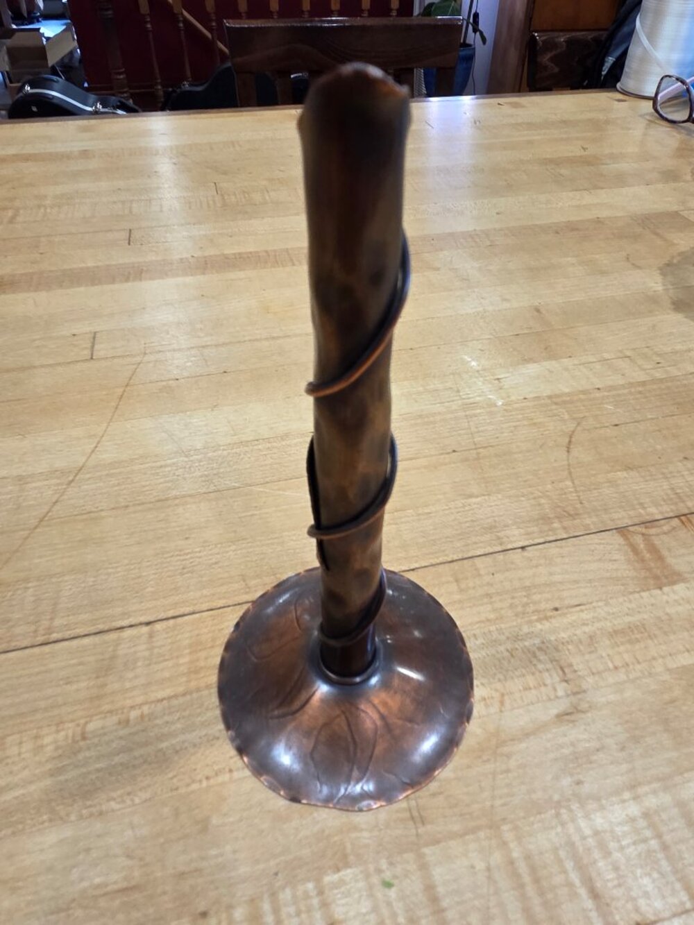 Vintage Craftsmen Inc Copper Bud Vase 349 Arts Crafts Applied Vine - Picture 3 of 4